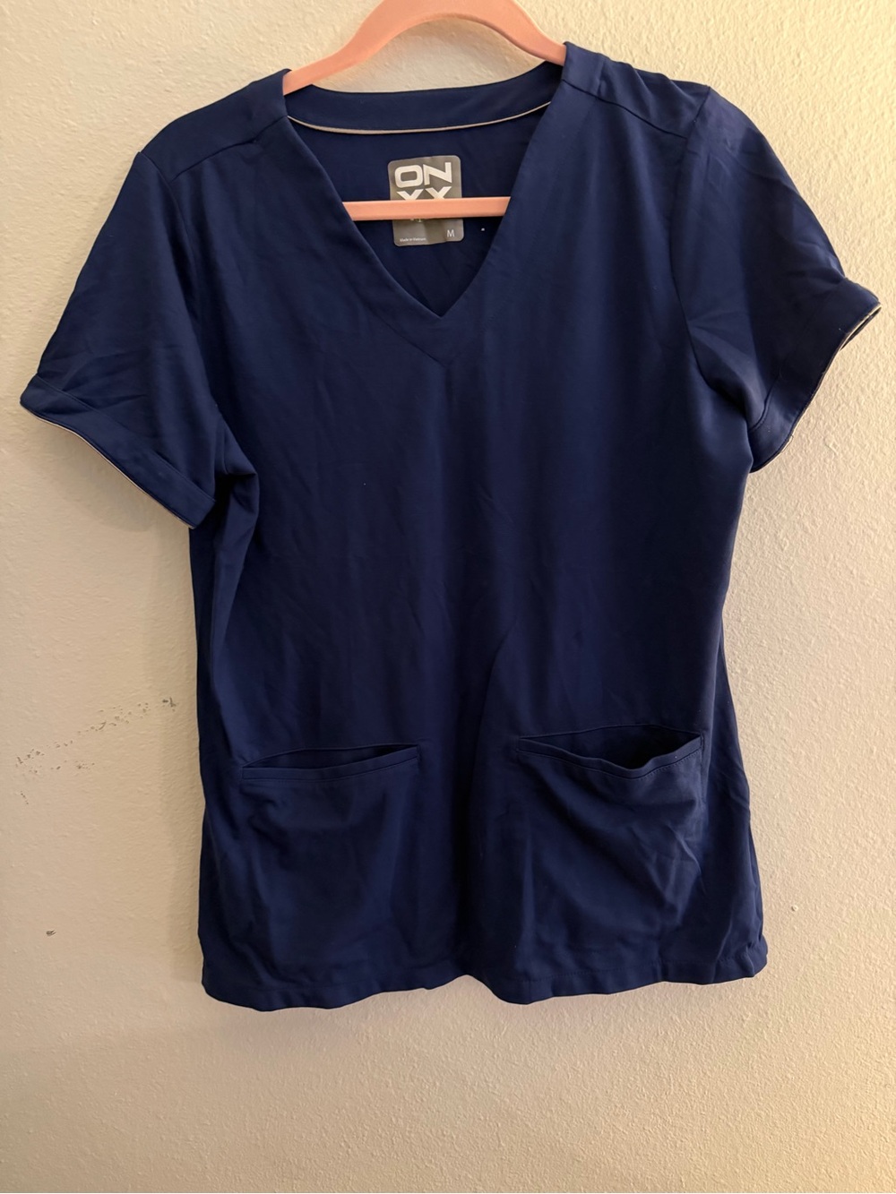healing hands Navy V-Neck Short Sleeve Scrub Top